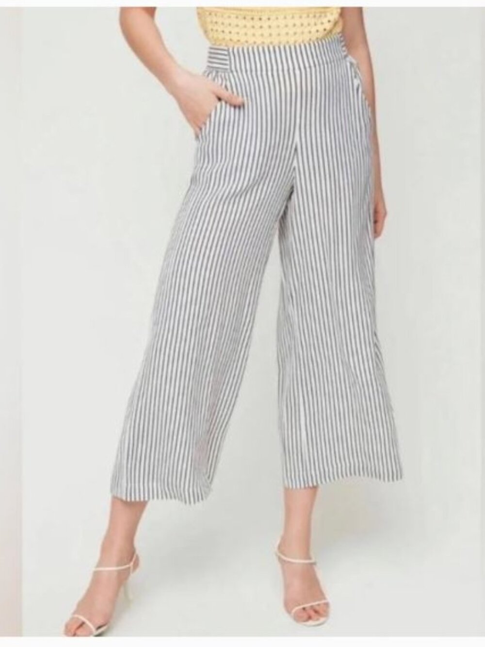 ARITZIA Wilfred Faun Striped Lightweight Summer Wide Leg Women's Pants Tie - XS